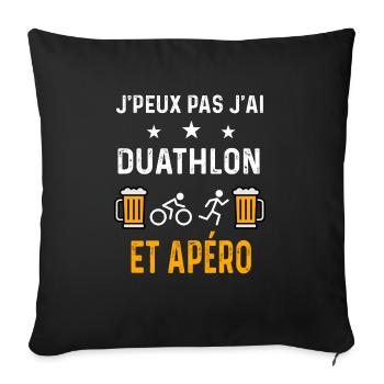 je peux pas j'ai duathlon et apéro duathlon - Housse de coussin décorative 45 x 45 cm - noir - Devant