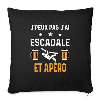 je peux pas j'ai escadale corde et apéro escalade - Housse de coussin décorative 45 x 45 cm - noir - Devant