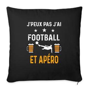 je peux pas j'ai football foot et apéro football - Housse de coussin décorative 45 x 45 cm - noir - Devant