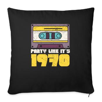 Fête comme si c'était en 1970 - Housse de coussin décorative 45 x 45 cm - noir - Devant