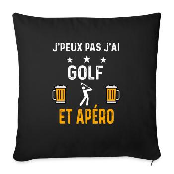 je peux pas j'ai golf swing et apéro golf - Housse de coussin décorative 45 x 45 cm - noir - Devant