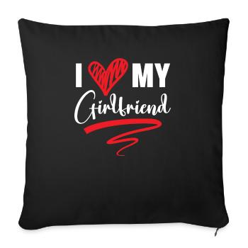 J'aime ma copine Saint Valentin Cupidon Love - Housse de coussin décorative 45 x 45 cm - noir - Devant