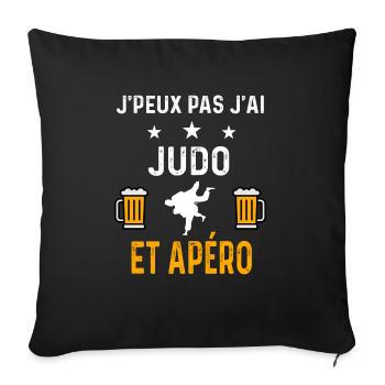 je peux pas j'ai judo judoka et apéro judo - Housse de coussin décorative 45 x 45 cm - noir - Devant
