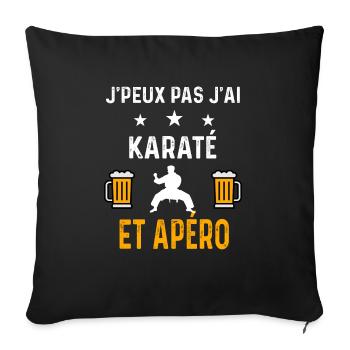 je peux pas j'ai karaté et apéro karaté - Housse de coussin décorative 45 x 45 cm - noir - Devant