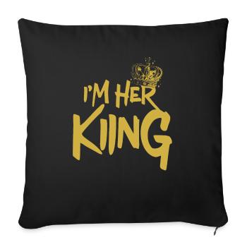 Je suis son roi petit ami couple Saint-Valentin - Housse de coussin décorative 45 x 45 cm - noir - Devant