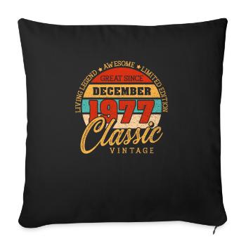 Rétro 45 ans Décembre 1977 Anniversaire Millésime - Housse de coussin décorative 45 x 45 cm - noir - Devant