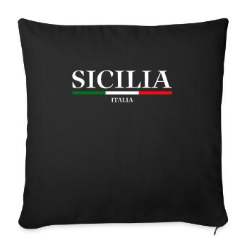Sicile drapeau Sicile Palerme Italie - Housse de coussin décorative 45 x 45 cm - noir - Devant