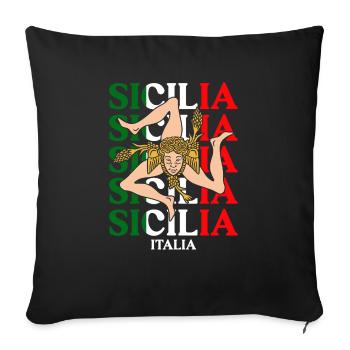 Sicile drapeau Sicile Palerme Italie - Housse de coussin décorative 45 x 45 cm - noir - Devant