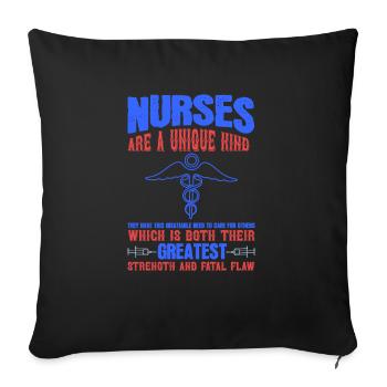 NURSE Nurses are a unique child - Sofa pillowcase 17,3'' x 17,3'' (45 x 45 cm) - black - Front