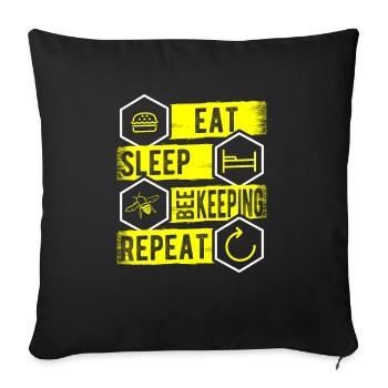 Eat Sleep Beekeeping Repeat Shirt Beekeeper - Sofa pillowcase 17,3'' x 17,3'' (45 x 45 cm) - black - Front