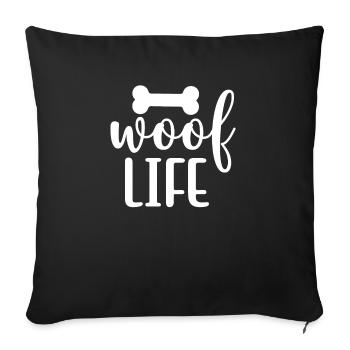 Wuff-Leben - Sofakissenbezug 45 x 45 cm - Schwarz - Vorne