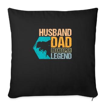 Husband Dad Beekeeper Legend Shirt Imker - Sofa pillowcase 17,3'' x 17,3'' (45 x 45 cm) - black - Front