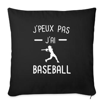 je peux pas j'ai baseball sport femme - Housse de coussin décorative 45 x 45 cm - noir - Devant