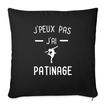 je peux pas j'ai patinage sport femme - Housse de coussin décorative 45 x 45 cm - noir - Devant