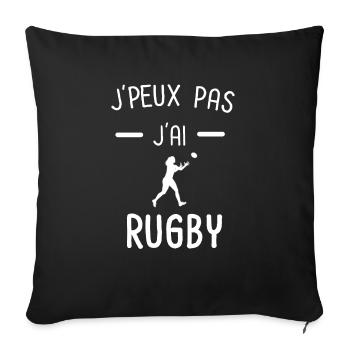 je peux pas j'ai rugby sport femme - Housse de coussin décorative 45 x 45 cm - noir - Devant