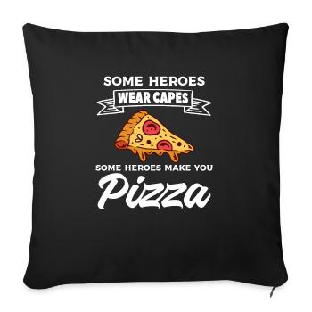 Some Heroes Wear Capes Some Heroes Make You Pizza - Sofa pillowcase 17,3'' x 17,3'' (45 x 45 cm) - black - Front
