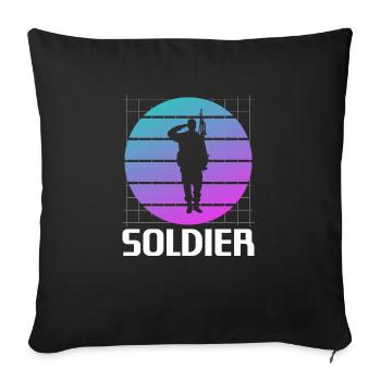 Rétro Soldat Armée Militaire - Housse de coussin décorative 45 x 45 cm - noir - Devant
