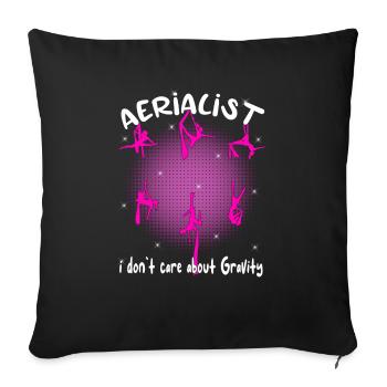 Acrobatie aérienne sur soie Cirque Acrobatique - Housse de coussin décorative 45 x 45 cm - noir - Devant