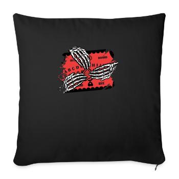 Rétro squelette d’Halloween jouant Ouija horreur - Housse de coussin décorative 45 x 45 cm - noir - Devant
