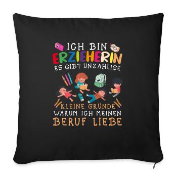 Erzieherin Kindergärtnerin Tagesmutter - Sofakissenbezug 45 x 45 cm - Schwarz - Vorne