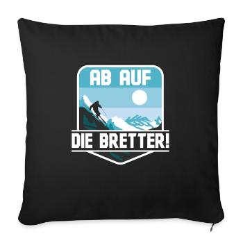 Skifahren Skipiste Ab auf die Bretter - Sofakissenbezug 45 x 45 cm - Schwarz - Vorne