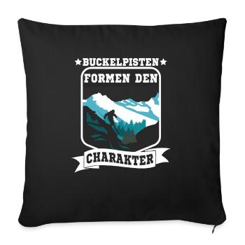 Skifahrer Skipiste Buckelpisten - Sofakissenbezug 45 x 45 cm - Schwarz - Vorne