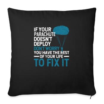 Aventure drôle de parachutiste en parachute - Housse de coussin décorative 45 x 45 cm - noir - Devant