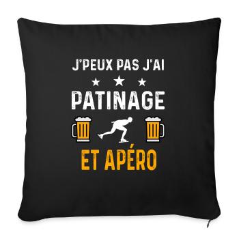 je peux pas j'ai patinage et apéro patinage - Housse de coussin décorative 45 x 45 cm - noir - Devant