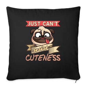 Je ne peux pas résister à la gentillesse Retro Pug Dog Lover - Housse de coussin décorative 45 x 45 cm - noir - Devant