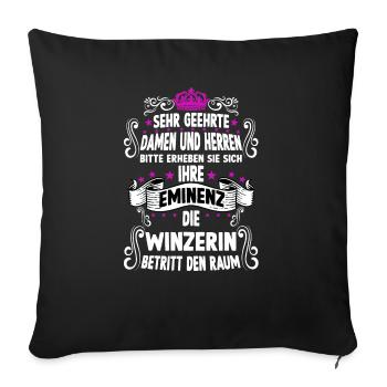 Winzerin T witziges Spruch Motiv Winzerin - Sofakissenbezug 45 x 45 cm - Schwarz - Vorne