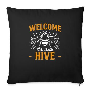 Bienvenue dans notre chemise d’apiculteur de ruche - Housse de coussin décorative 45 x 45 cm - noir - Devant