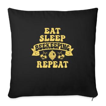 Eat Sleep Beekeeping Repeat Shirt Imker - Sofakissenbezug 45 x 45 cm - Schwarz - Vorne