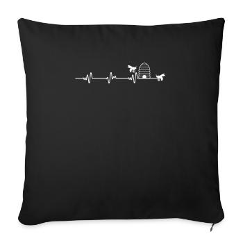 Heartbeat Heart Line Heart Rate Beekeeper Shirt - Sofa pillowcase 17,3'' x 17,3'' (45 x 45 cm) - black - Front
