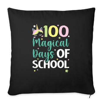 100 Magical Of Days Of School Unicorn Lover - Sofa pillowcase 17,3'' x 17,3'' (45 x 45 cm) - black - Front