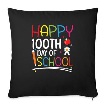 Happy 100th Day Of School Teacher Student Educator - Sofa pillowcase 17,3'' x 17,3'' (45 x 45 cm) - black - Front