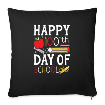 Happy 100th Day Of School Teacher Student Educator - Sofa pillowcase 17,3'' x 17,3'' (45 x 45 cm) - black - Front