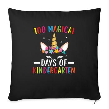 100 Magical Days Of Kindergarten Unicorn Lover - Sofa pillowcase 17,3'' x 17,3'' (45 x 45 cm) - black - Front