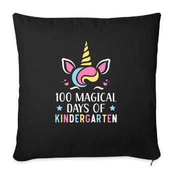100 Magical Days Of Kindergarten Unicorn Lover - Sofa pillowcase 17,3'' x 17,3'' (45 x 45 cm) - black - Front