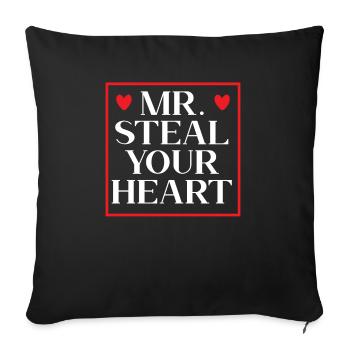 M. Steal Your Heart Saint Valentin Jour des Cœurs - Housse de coussin décorative 45 x 45 cm - noir - Devant