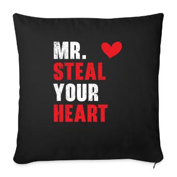 M. Steal Your Heart Saint Valentin Jour des Cœurs - Housse de coussin décorative 45 x 45 cm - noir - Devant