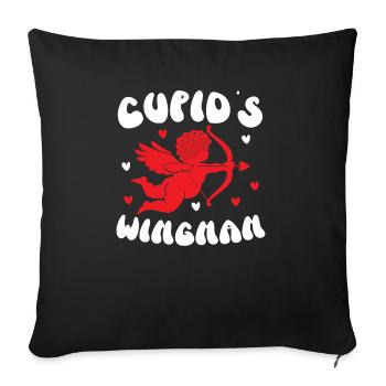 Ailier de Cupidon Saint Valentin Jour du Cœur Cupidon - Housse de coussin décorative 45 x 45 cm - noir - Devant