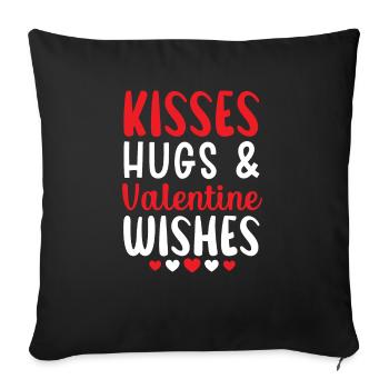 Kisses Hugs And Valentines Wishes Valentines Day - Sofa pillowcase 17,3'' x 17,3'' (45 x 45 cm) - black - Front
