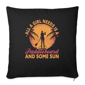 SUP Paddle Board Paddleboard - Housse de coussin décorative 45 x 45 cm - noir - Devant