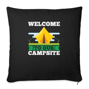 Camping Camper Nature drôle de dicton - Housse de coussin décorative 45 x 45 cm - noir - Devant