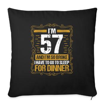 57 Idée drôle Aller dormir pour le dîner Humour de l’année - Housse de coussin décorative 45 x 45 cm - noir - Devant