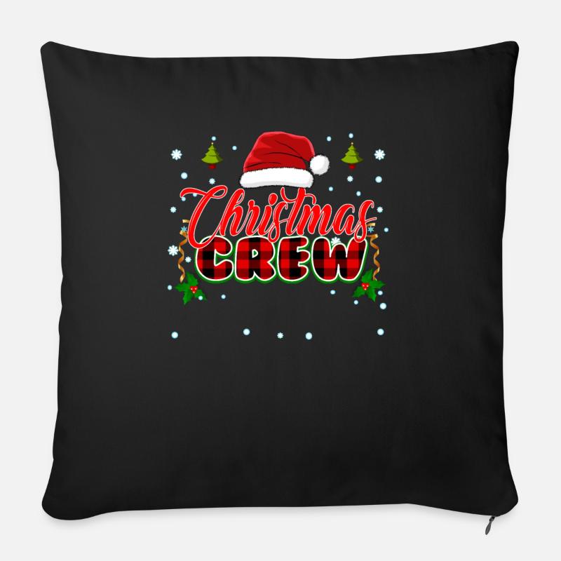 Design de Noël familial assorti - Christmas Crew - Housse de coussin décorative 45 x 45 cm - noir