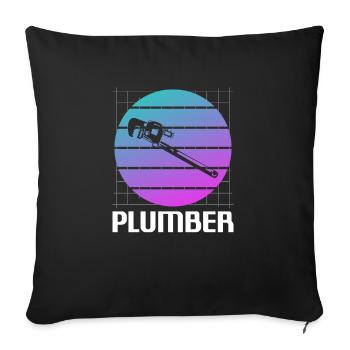 Retro Vintage Classic Plumber Plumbing - Sofa pillowcase 17,3'' x 17,3'' (45 x 45 cm) - black - Front