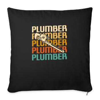 Retro Vintage Classic Plumber Plumbing - Sofa pillowcase 17,3'' x 17,3'' (45 x 45 cm) - black - Front