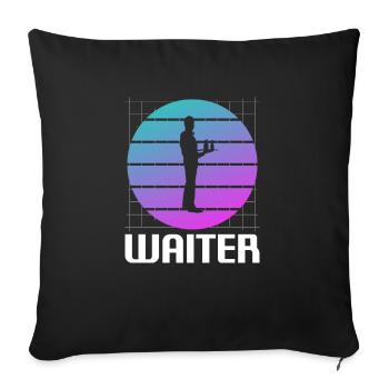 Rétro Vintage Waiter Restaurant servant - Housse de coussin décorative 45 x 45 cm - noir - Devant