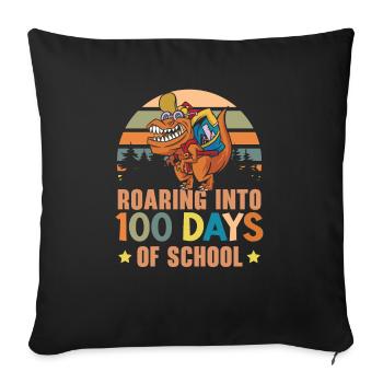 Rugissement dans 100 jours d’amoureux des dinosaures à l’école - Housse de coussin décorative 45 x 45 cm - noir - Devant